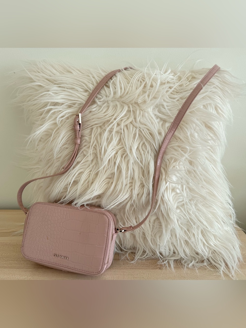 Ted Baker Blush Pink Croc-Embossed Crossbody Bag